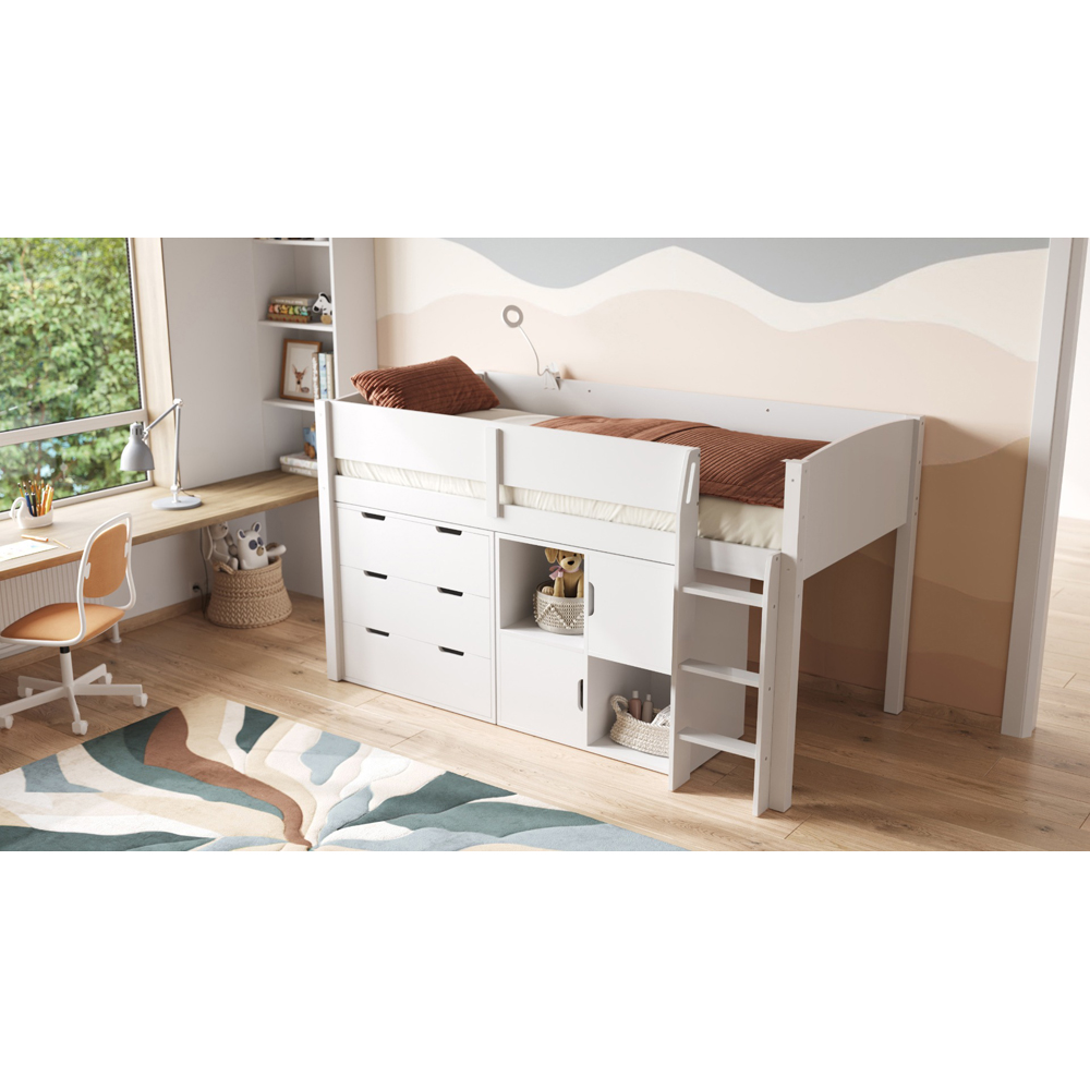 Flair Loop White Mid Sleeper Bed with Storage and Reversible Ladder Image 3