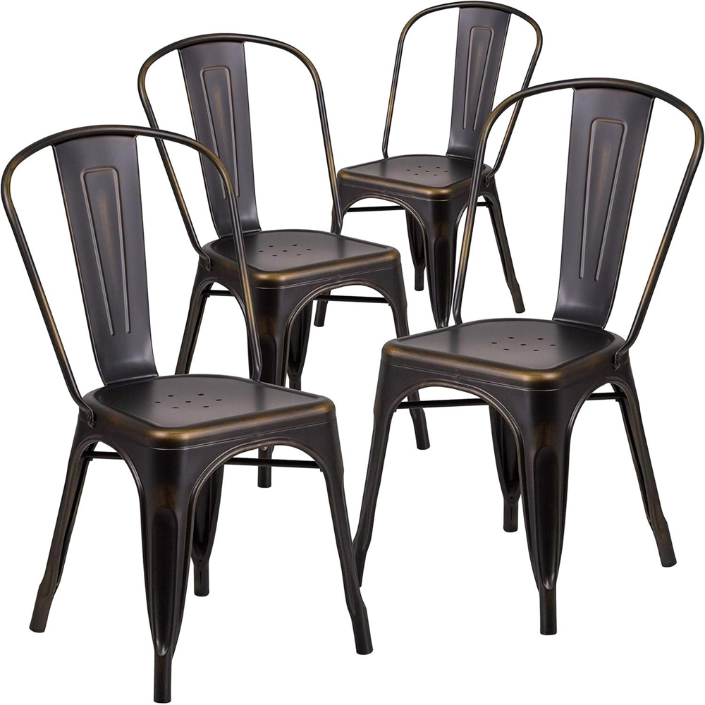 FWStyle Set of 4 Copper Galvanised Steel Ready Assembled Dining Chairs Image 2