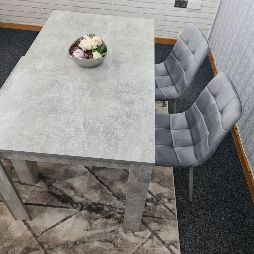 Portland Velvet 4 Seater Dining Set with Bench Stone Grey Image 5