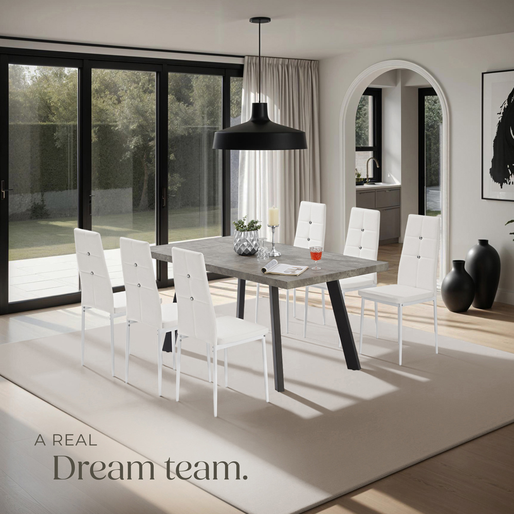 tectake Set of 8 White Rhinestone Highlight Dining Chairs Image 3