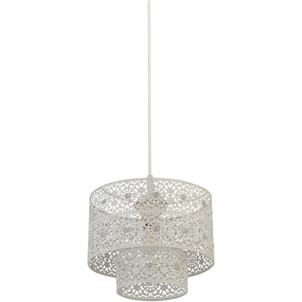 Lighting Collection 2 Tier Cream Cut Out Pattern Shade Image 1