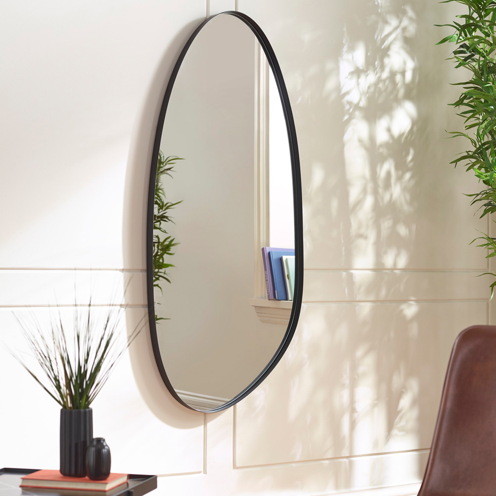 Julian Bowen Rushmore Black Metal Organic Asymmetrical Shaped Wall Mirror 130 x 58cm Image 2