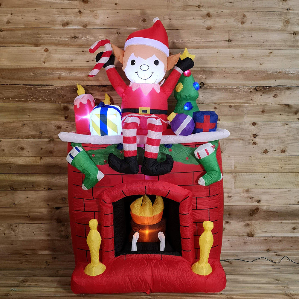 Premier Christmas Inflatable Fireplace with Elf and Presents Christmas Decoration 6.5 Image 6