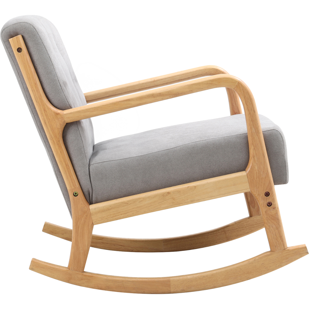 Living and Home Grey Buttoned Wooden Rocking Chair Image 3