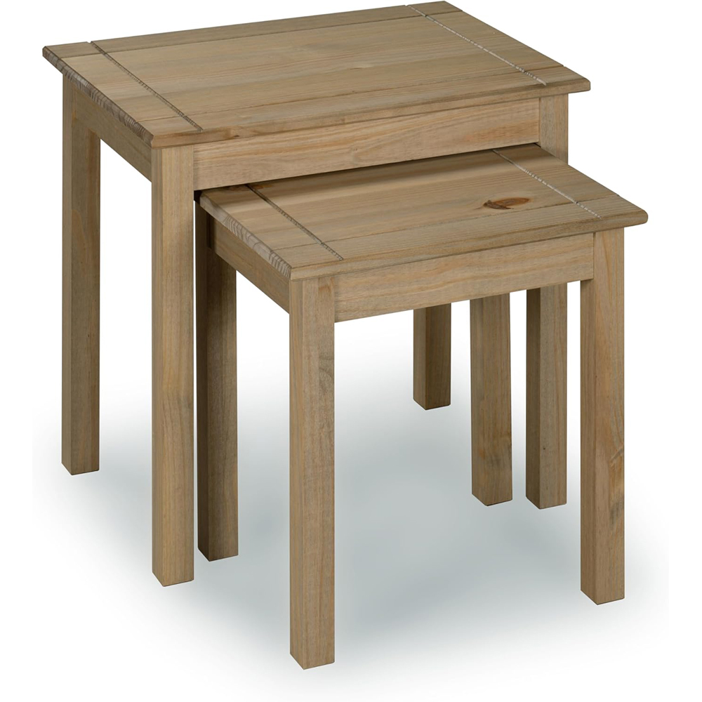 Mews Panama Solid Pine Nest of Tables Set of 2 Image 2