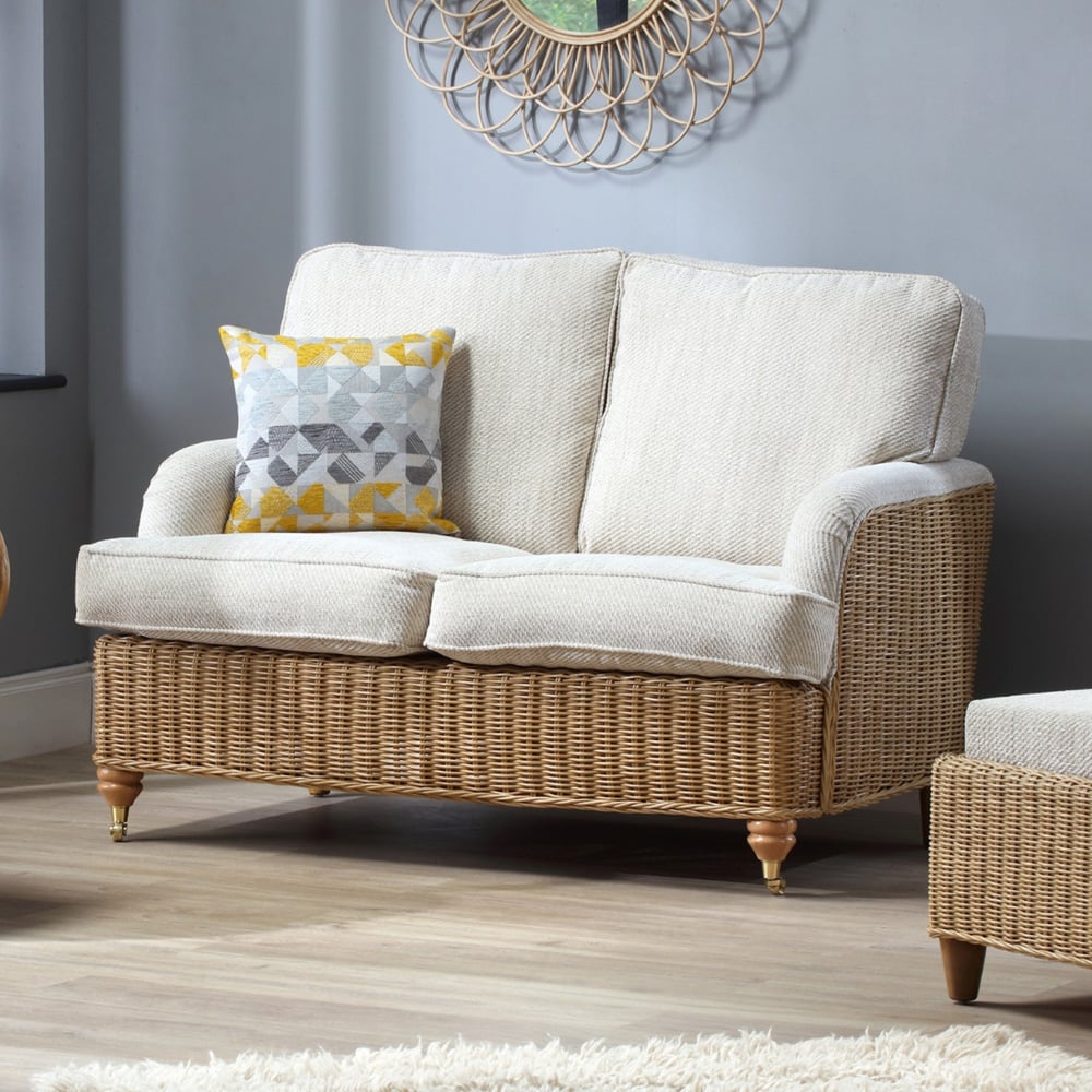 Desser Furniture Seville 2 Seater Light Oak Natural Rattan Jasper Sofa Image 4