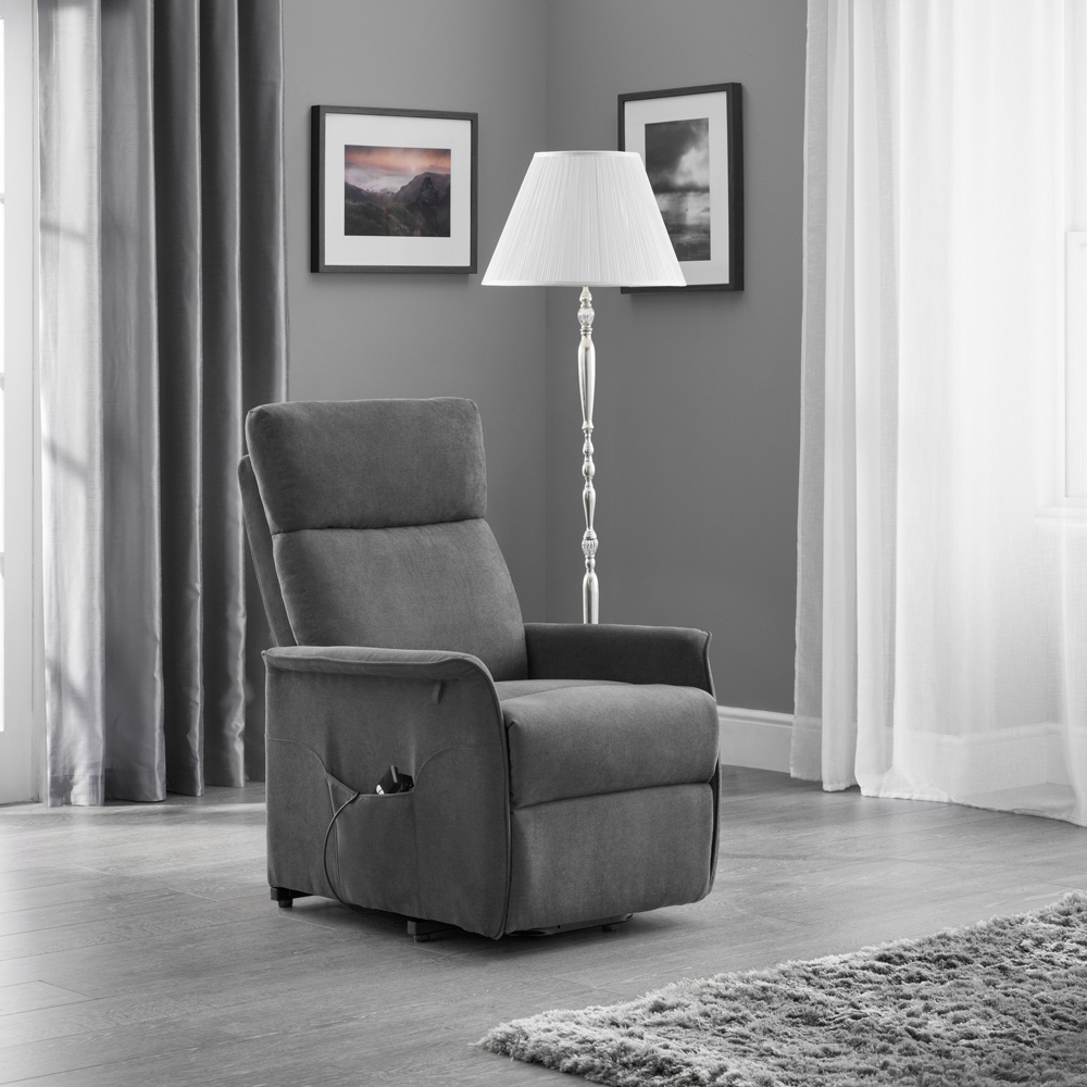Julian Bowen Helena Charcoal Fabric Riser Recliner Chair Image 8