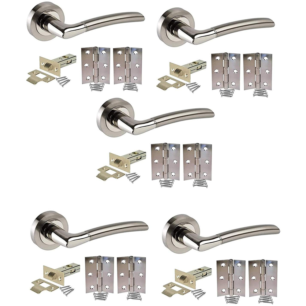 Golden Grace Dual Finish Indiana Door Handles Set 5 Pack Image
