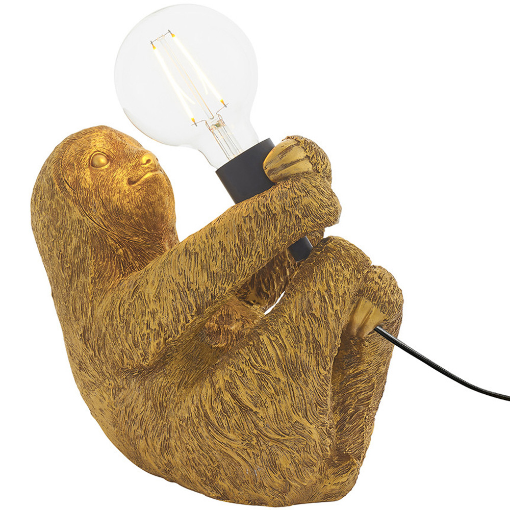 Merano Andria Vintage Gold Paint and Matt Black Sloth Table Lamp Image 3