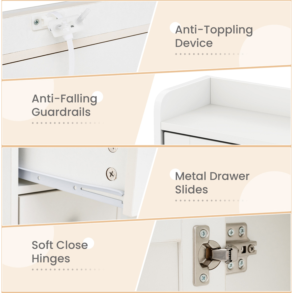 Costway White 5 Drawer 2 Door Makeup Table with LED Mirror Image 7