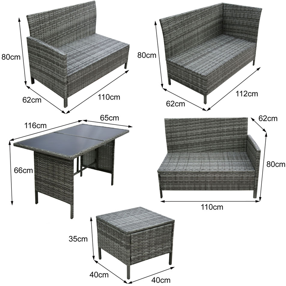 Thalia 8 Seater Sofa Set Grey Image 9