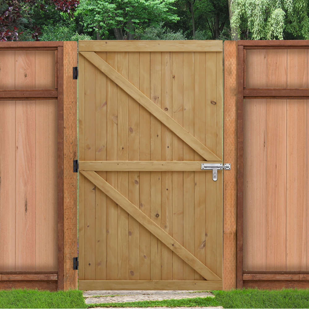Living and Home Traditional Pine Wood Garden Gate with Latch 91 x 152cm Image 7