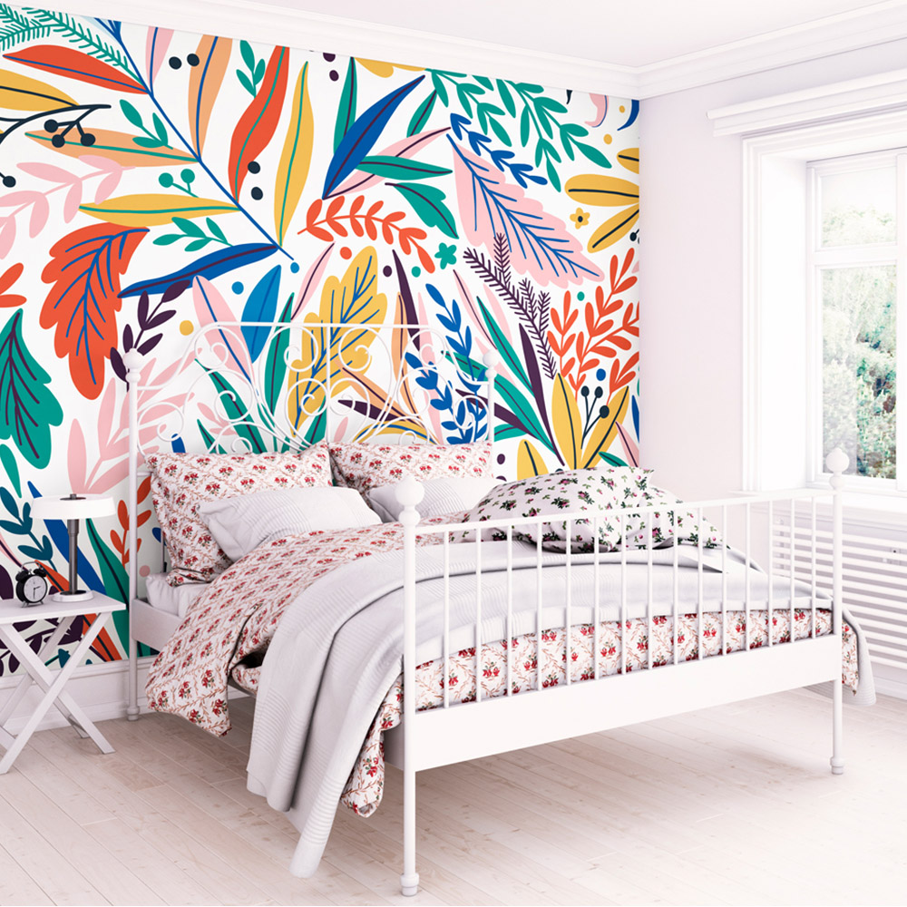 Origin Murals Patterned Leaves Multicolour Wall Mural Image 3