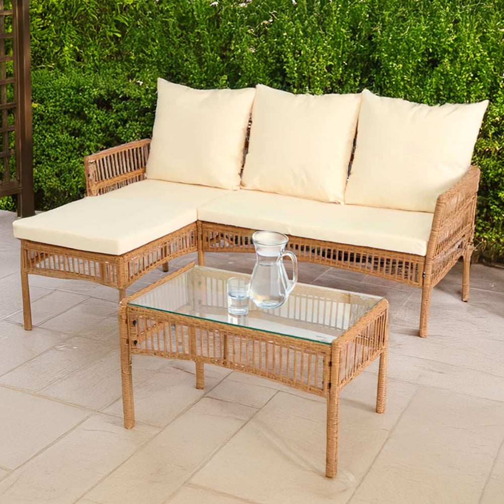 Neo 3 Seater Rattan Wicker Rope Corner Outdoor Furniture Set Image 1