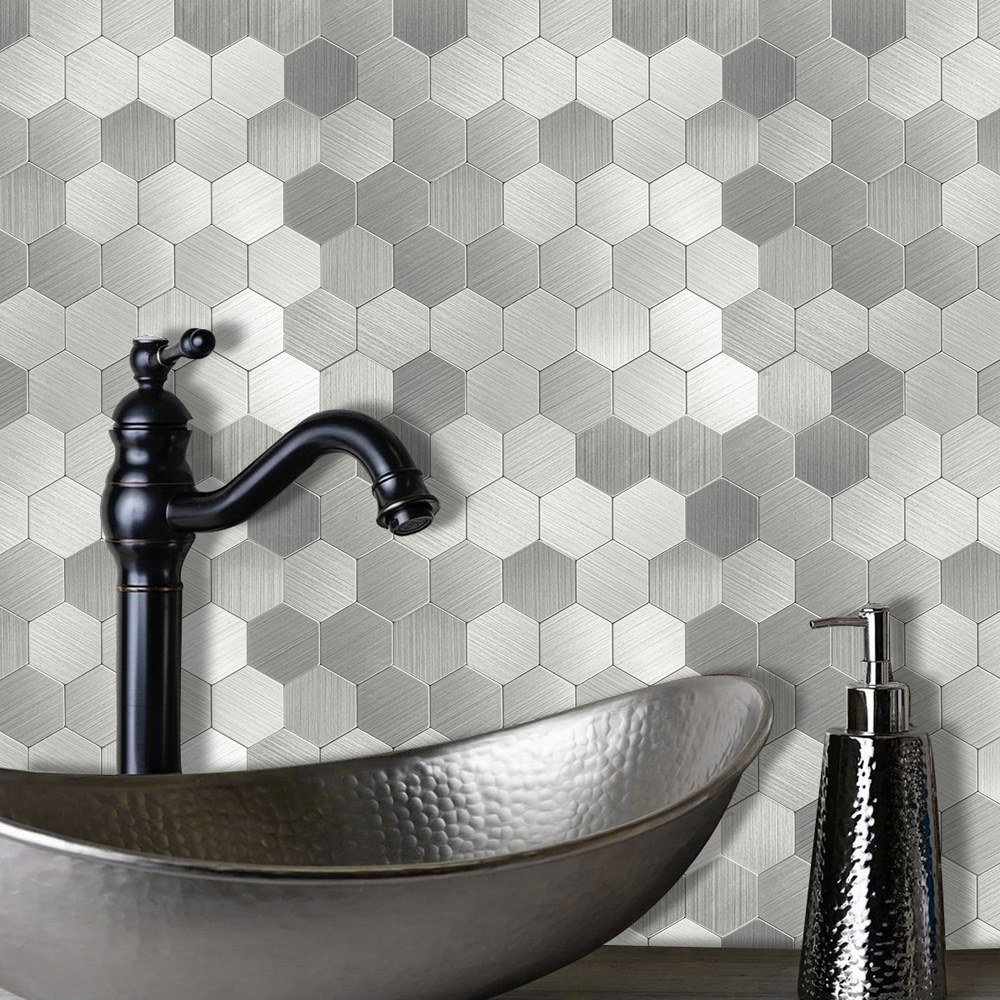 Britwall Large Hexastyle Aluminium Peel and Stick Wall Tile 290 x 288mm Image 4