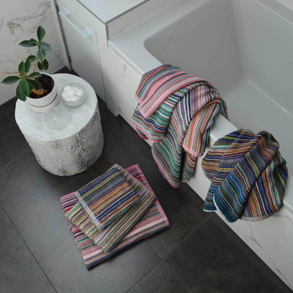 Odyssey Collection Recycled Cotton Multicolour Stripe Hand Towel 6 Pack Image 2