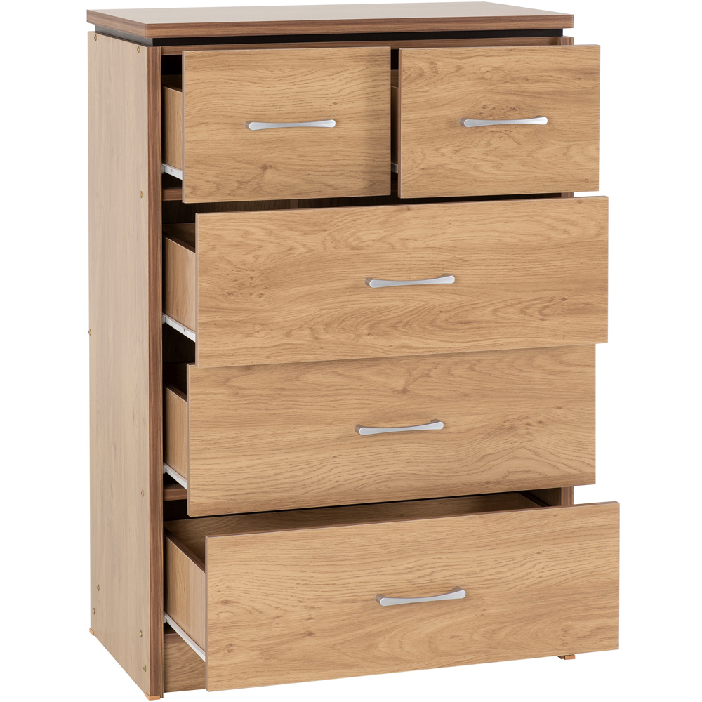Seconique Charles 5 Drawer Oak Effect Veneer Chest of Drawers Image 3