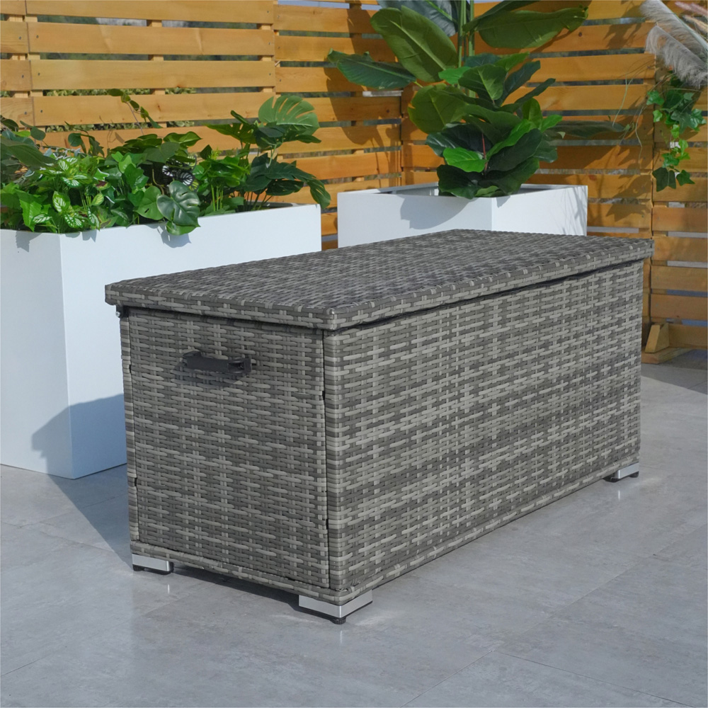 Direct Wicker 243L Grey Garden Rattan Storage Box Image 2