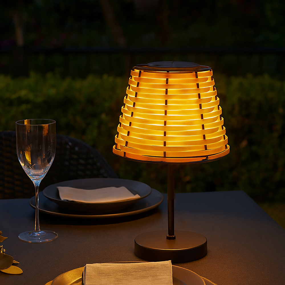Lighting Collection IP44 Malibu Glow Solar LED Outdoor Table Lamp ...