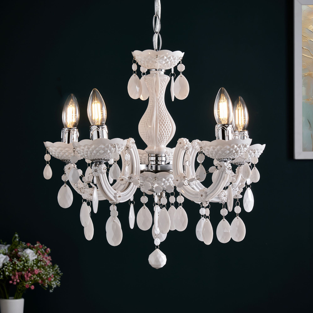 Inlight Marie Therese 5 Light White Chandelier Image 4