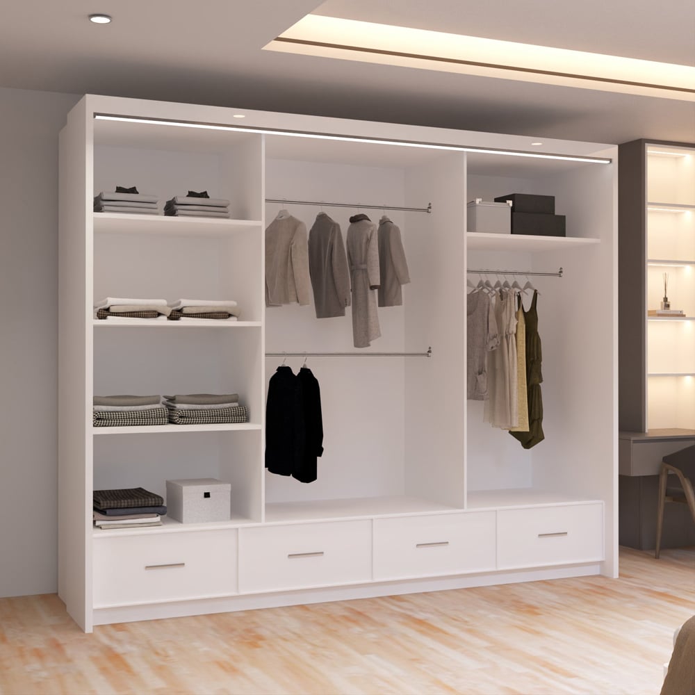 Sliding Wardrobes 4U 2 Sliding Door White Modern High Gloss Central Mirrored Wardrobe Image 5