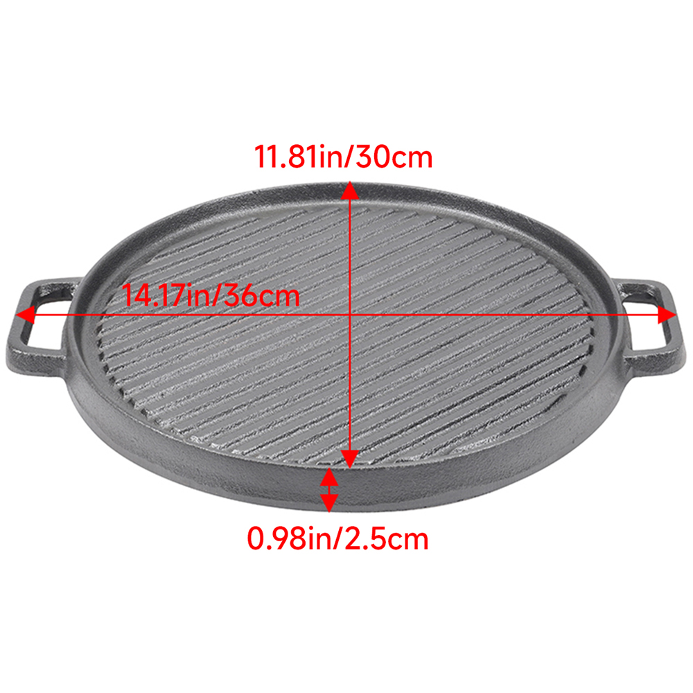 Living and Home 36 x 30cm Pre-Seasoned Cast Iron Round BBQ Grill Pan Image 8