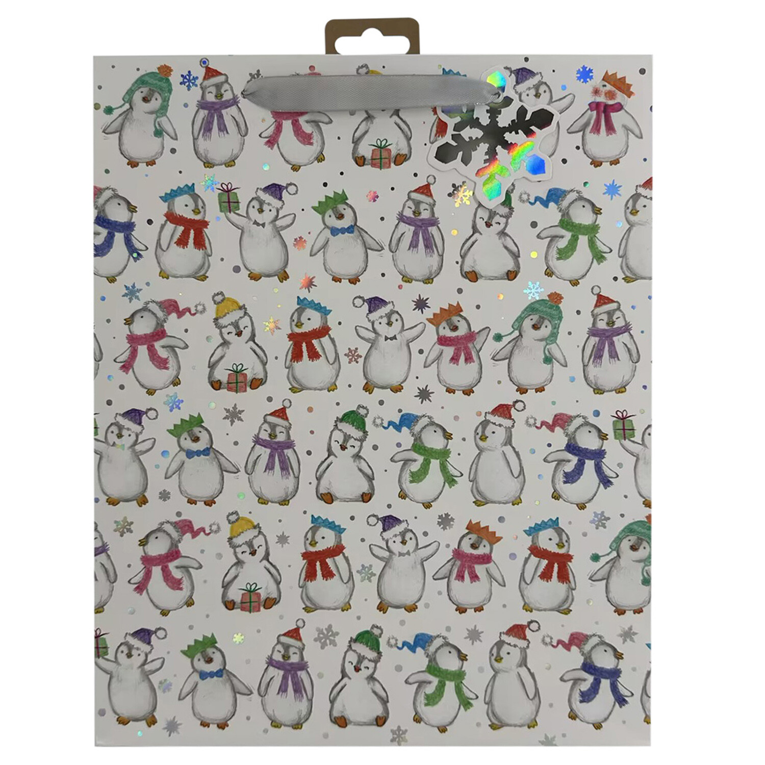 Cute Penguins Gift Bag Large - Grey Image 2