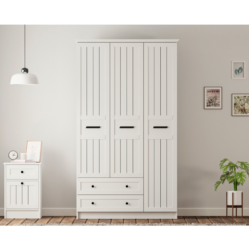 Evu VIENNA XL 3 Doors 2 Drawers White Wardrobe Image 4