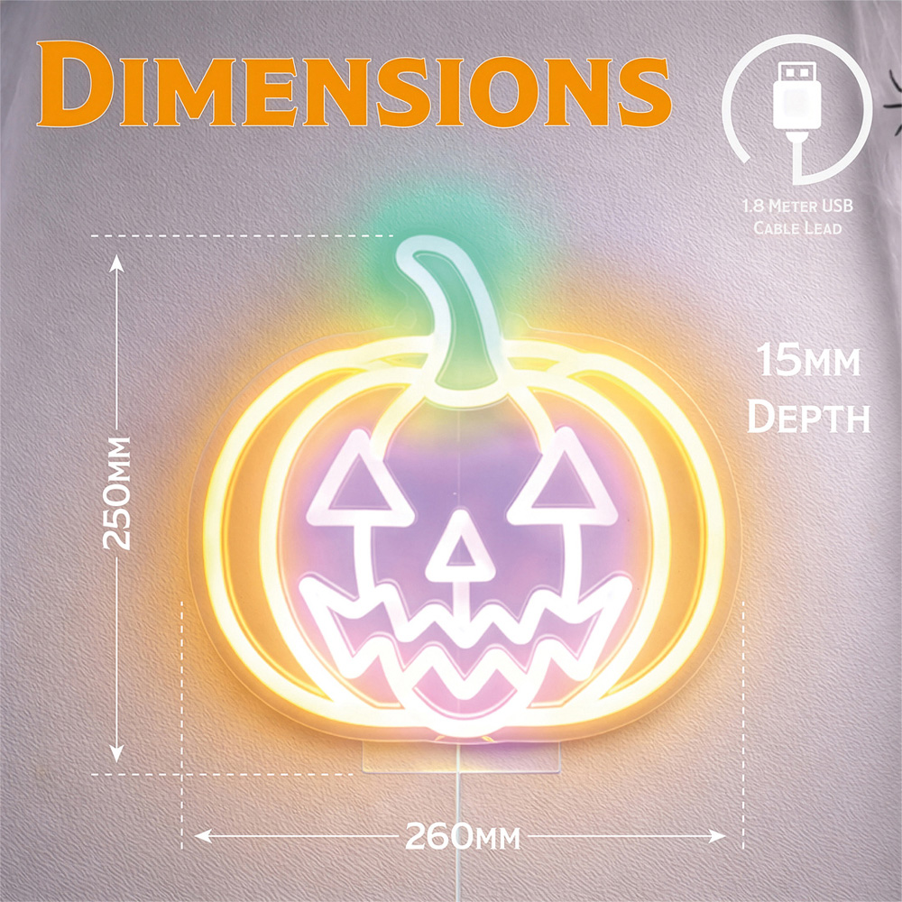 FXLab Pumpkin Silhouette Neon Light Indoor Halloween Decoration 26.1 x 24.8cm Image 8