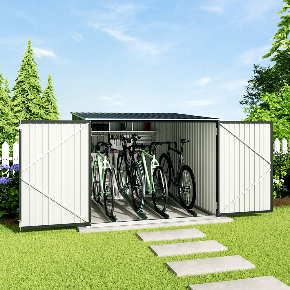 Living and Home 6.4 x 6.7ft Galvanised Steel Bicycle Storage Shed Image 6