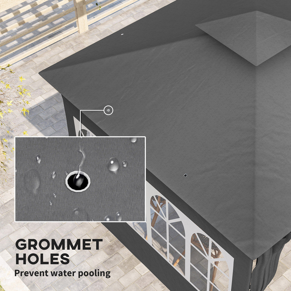 Outsunny 3 x 3m 2 Tier Dark Grey Canopy Garden Gazebo Image 6
