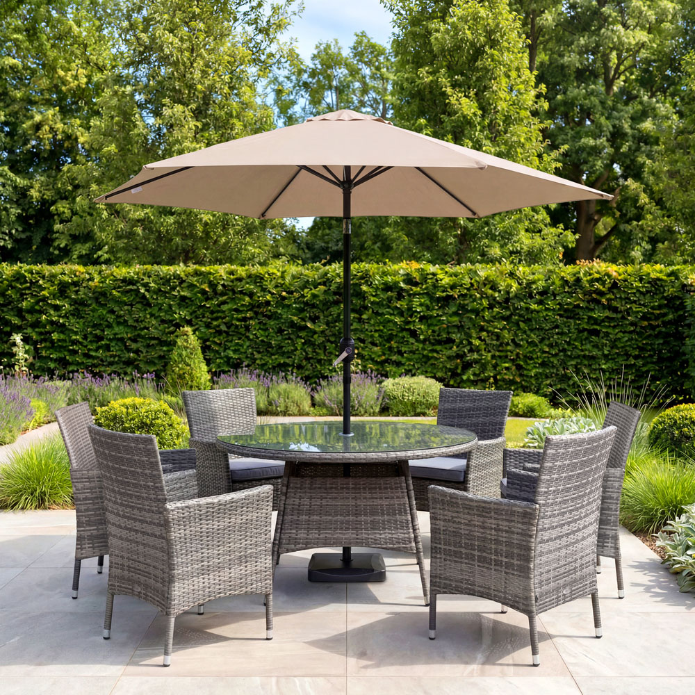 Charles Bentley Beige Metal Crank and Tilt Parasol 2.7m Image 3