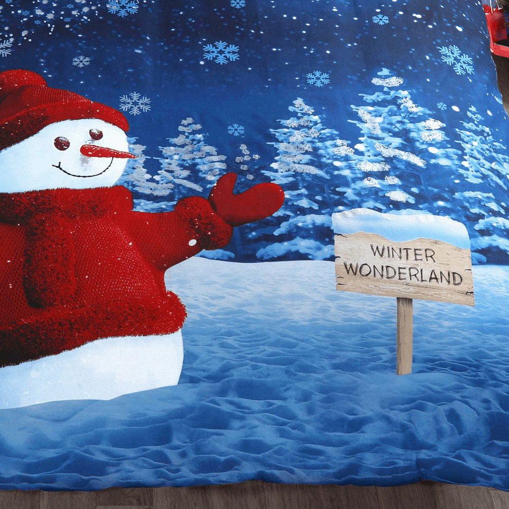 Velosso King Size Glitter Snowman Panel Duvet Set Image 3