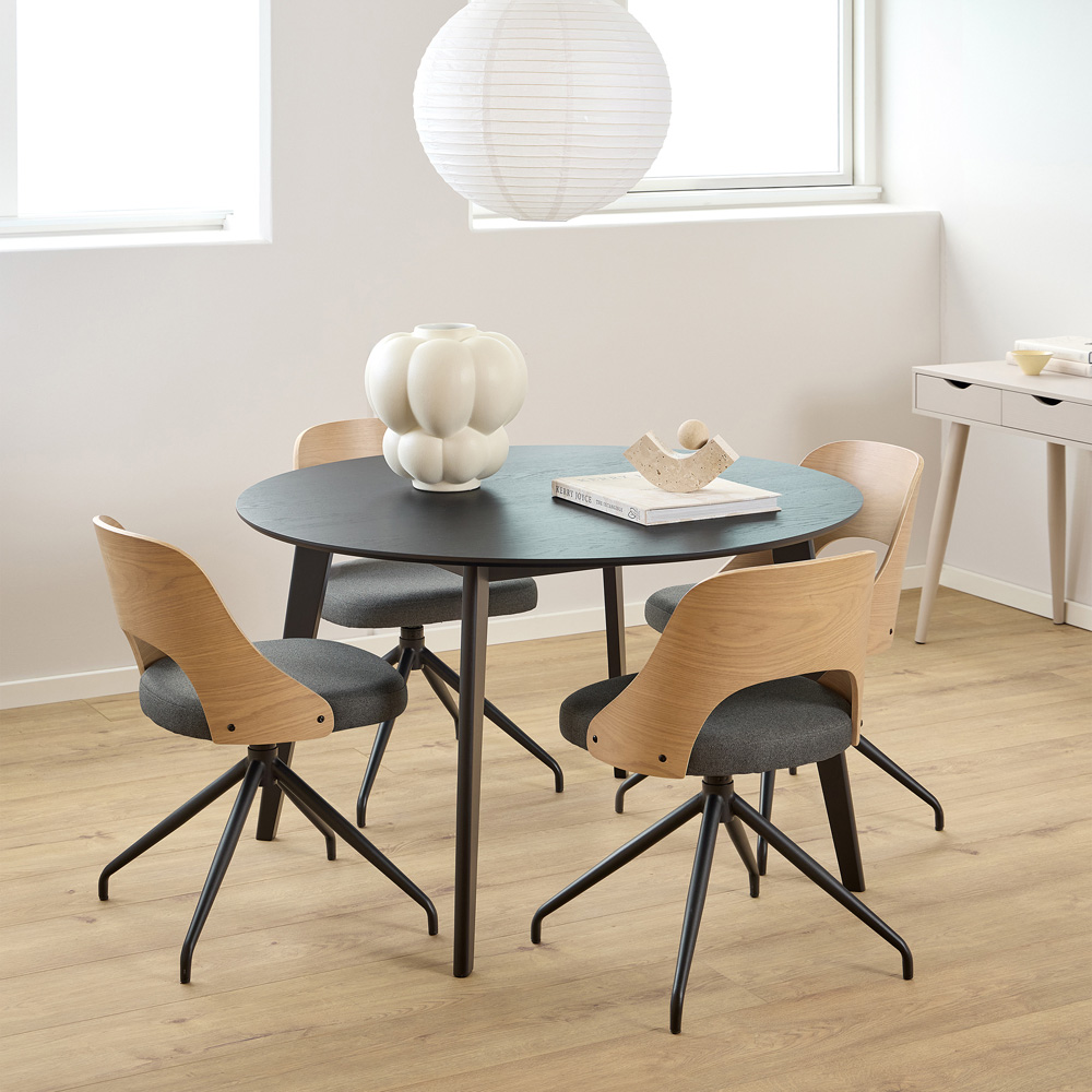 Florence Roxby 4 Seater Matt Black Round Dining Table Image 9