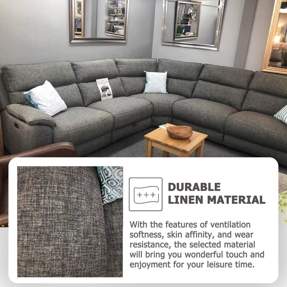 Furniture One 4 Seater Power Reclining Sectional Recliner Sofa Set Image 4