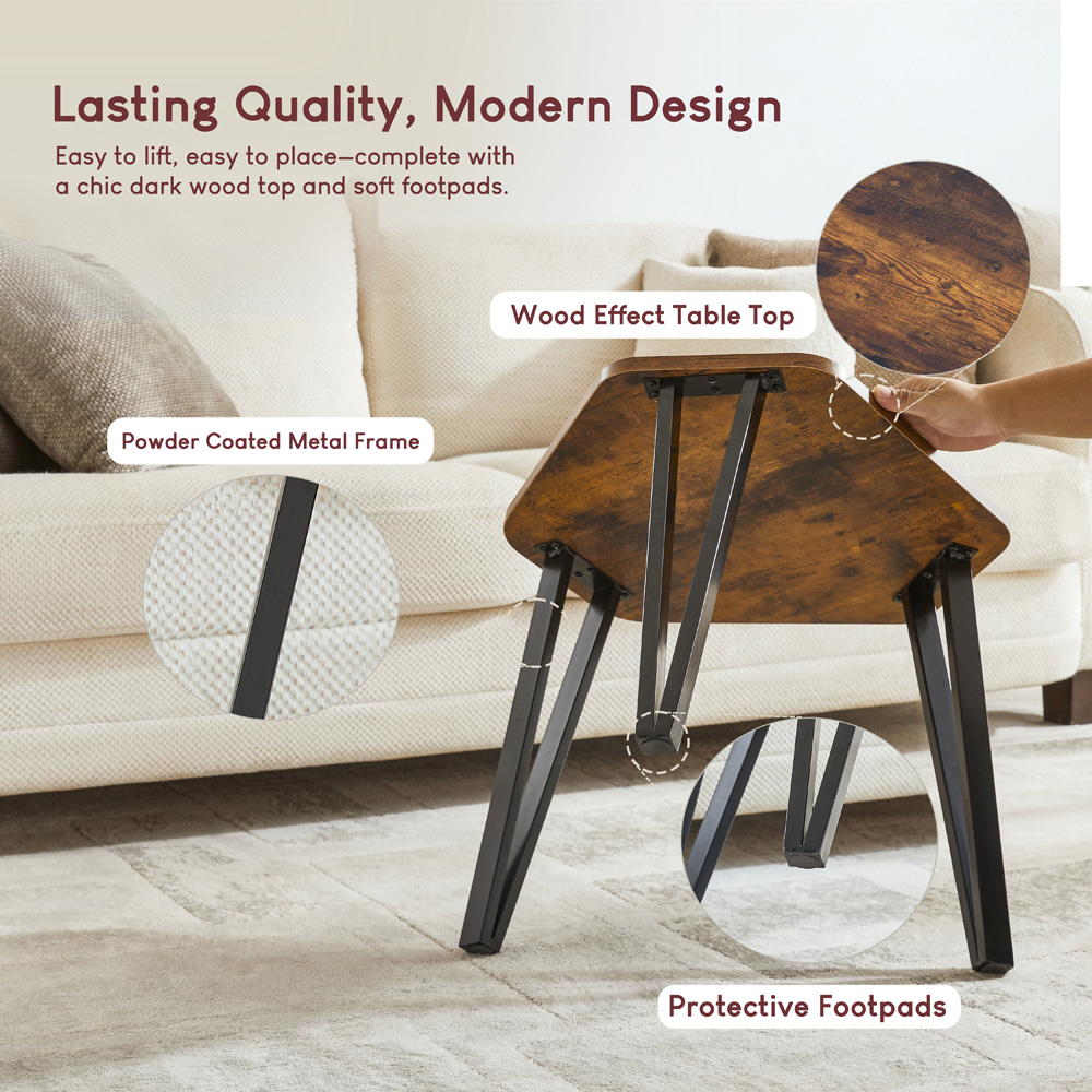 Vida Designs Brooklyn Dark Wood Nest of Tables Set of 3 Image 7