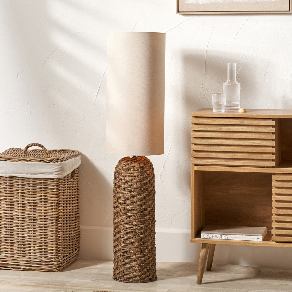 Pacific Lifestyle Andros Brown Woven Seagrass Floor Lamp Image 2