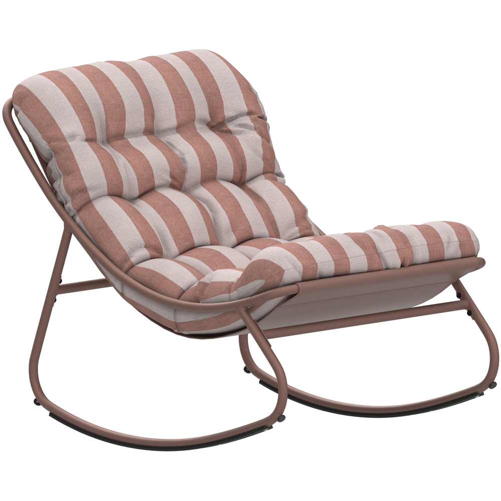 Charles Bentley Porto Terracotta Stripe Olefin Fabric Garden Rocking Chair Image 2