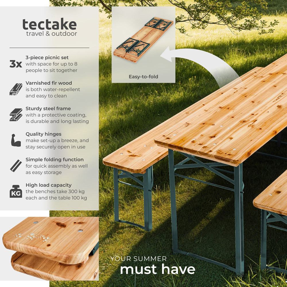 tectake Sissi 8 Seater Foldable Picnic Table and Benches Image 5