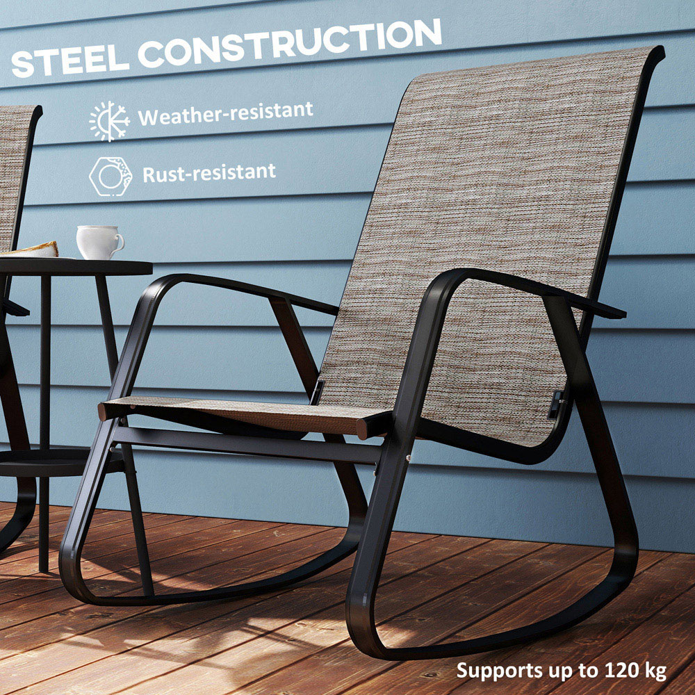 Outsunny Light Brown High Back Garden Rocking Chair Image 7