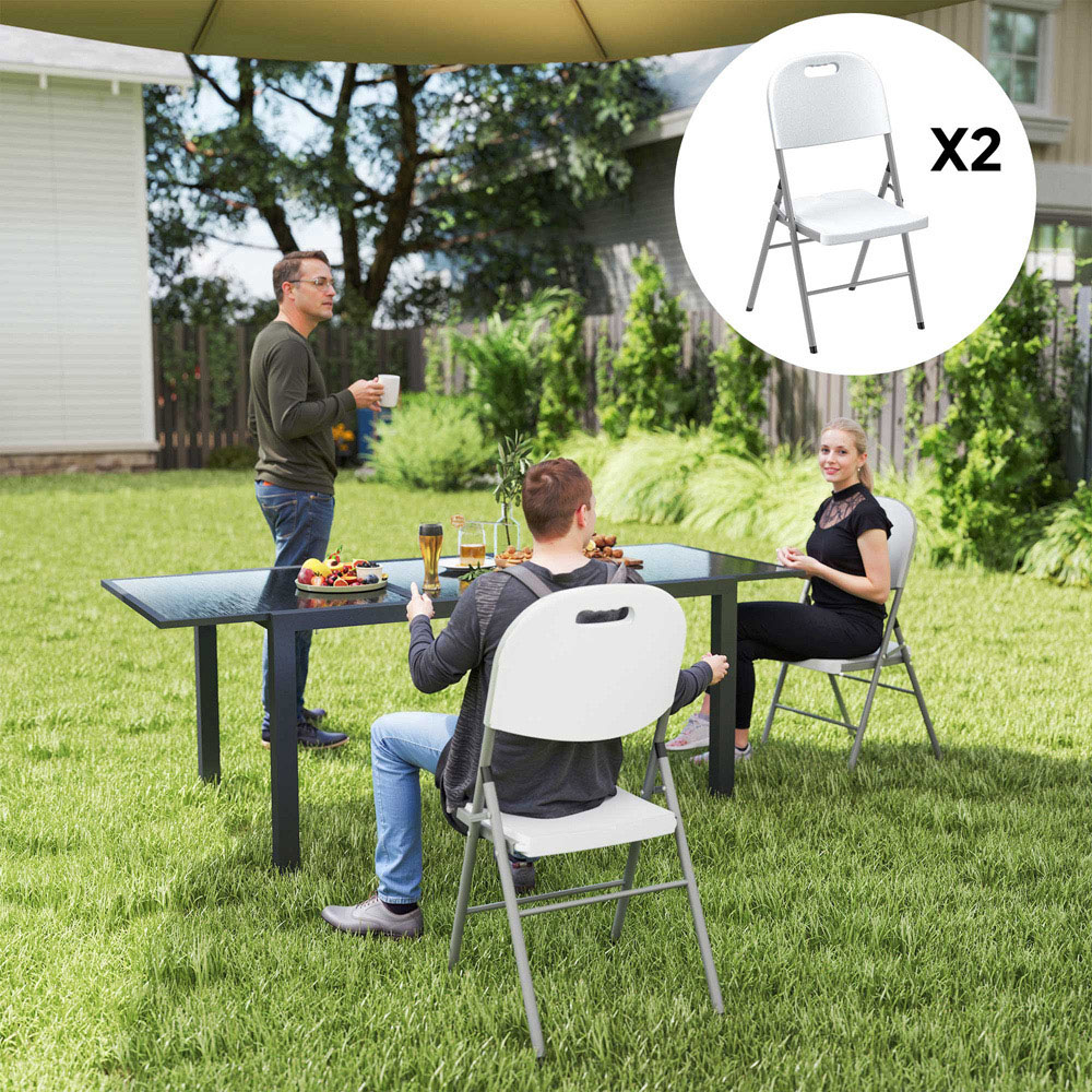 Outsunny White Folding Chair Set of 2 Image 6