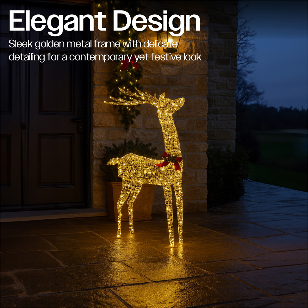 Xmas Haus Gold 450 Warm White LED Head Up Deer Christmas Decoration 4ft Image 3
