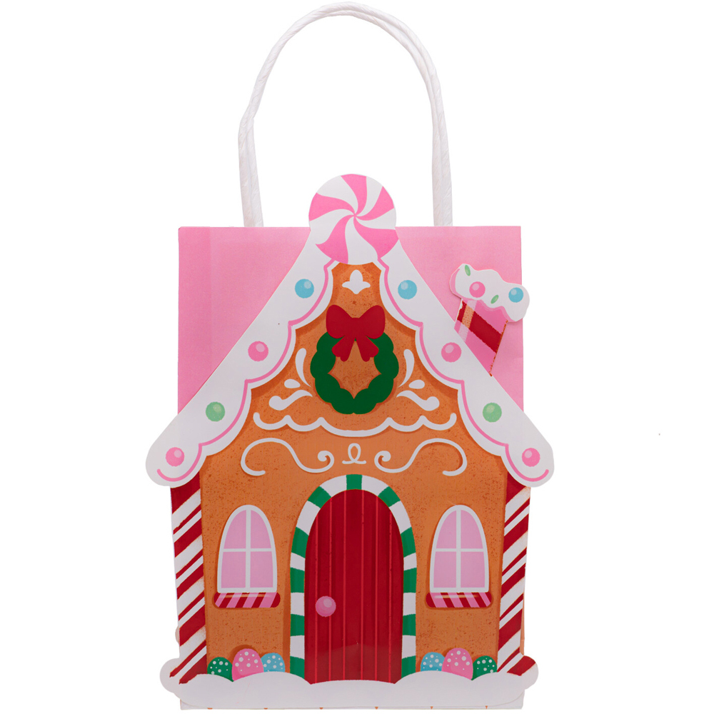 Pack of 8 Gingerbread Party Bags - Pink Image 2