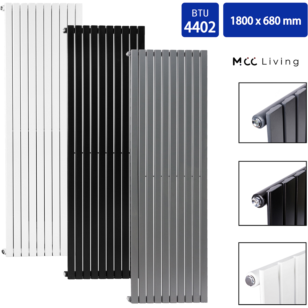 White 4402 BTU Single Flat Panel Vertical Column Radiator 1800 x 680mm Image 4