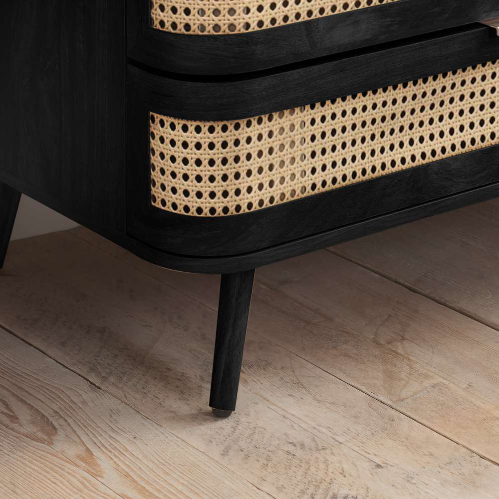 Birlea Noah 2 Door Single Drawer Black Rattan Wardrobe Image 7