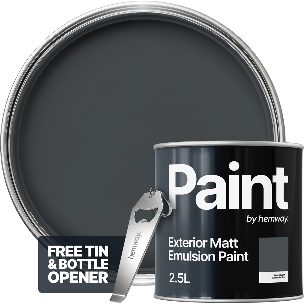Hemway Anthracite Grey Exterior Matt Acrylic Emulsion Paint 2.5L Image 4