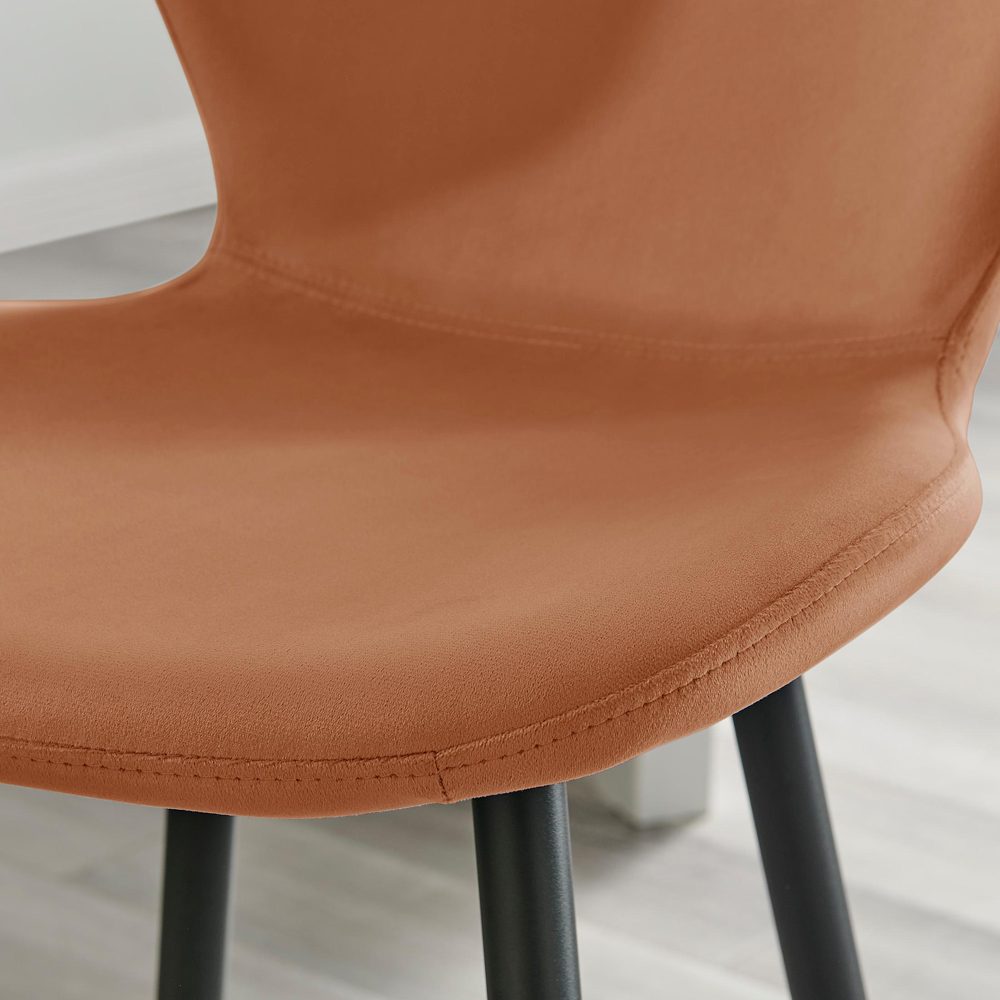 Furniturebox Mandy Orange and Black Velvet Bar Chair Set of 2 Image 4