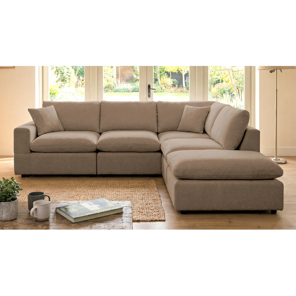 Artemis Home Cotleigh 5 Seater Light Brown Textured Fabric Reversible Corner Sofa Image 2