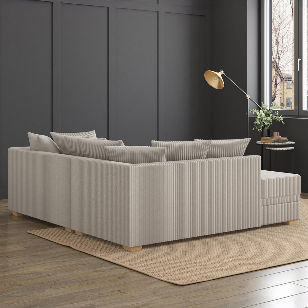 Modo 3 Seater Stone Jumbo Cord Left Hand Scatter Back L-Shape Corner Sofa Image 8