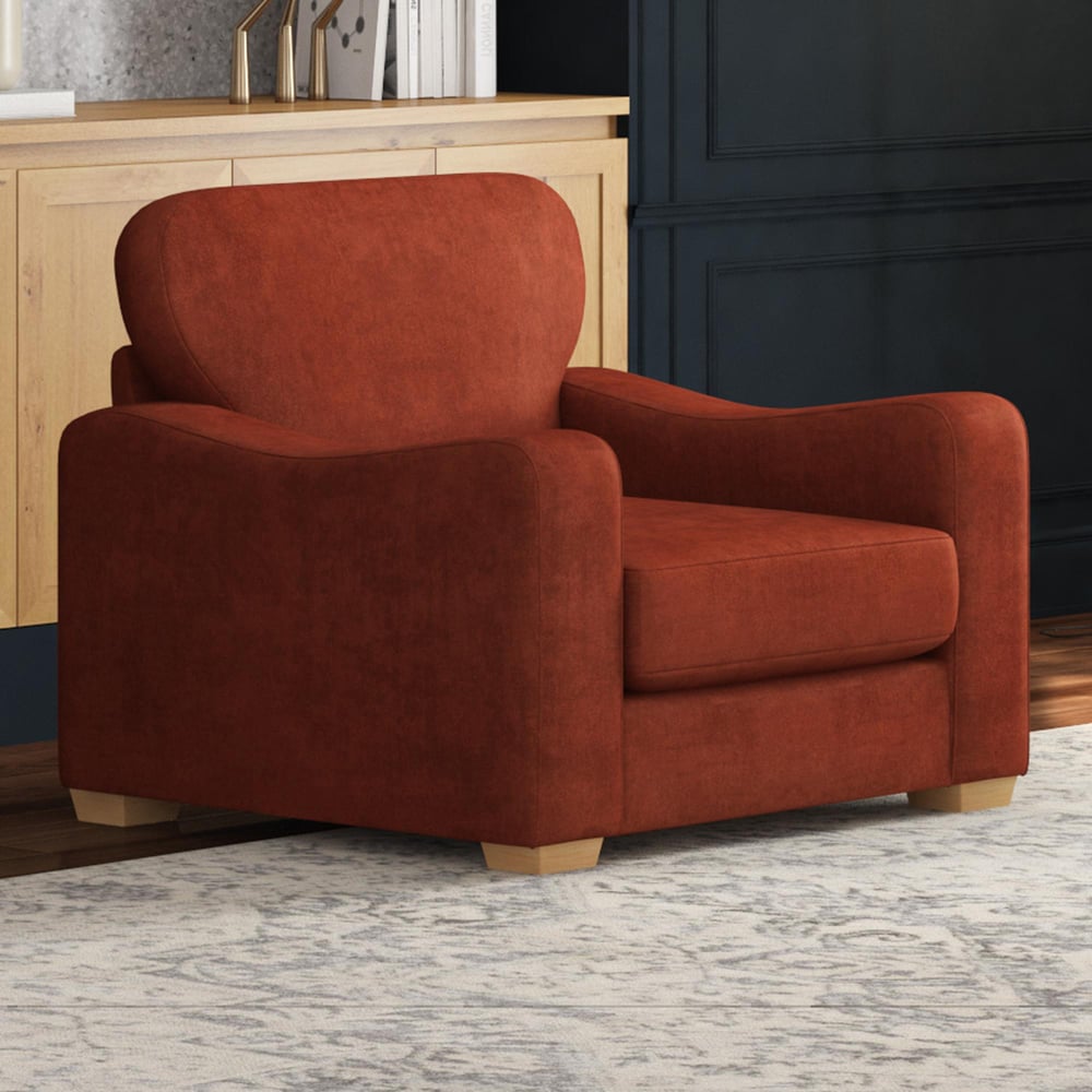 Theadford Marmalade Plush Velvet Fixed Back Armchair Image 5